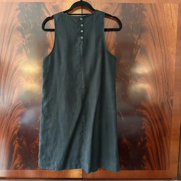 J.Crew Black Linen Shift Dress Button Back Sleeveless Size Small - Picture 3 of 11